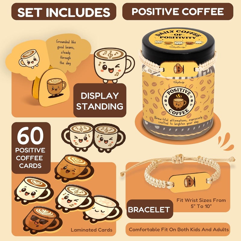 STOFINITY Emotional Support Coffee Jar With 60 Affirmation Cards, Cute Coffee Lover Gifts For Women And Men, Funny Birthday Gifts For Best Friend, Girlfriend, Coworkers - Image 2